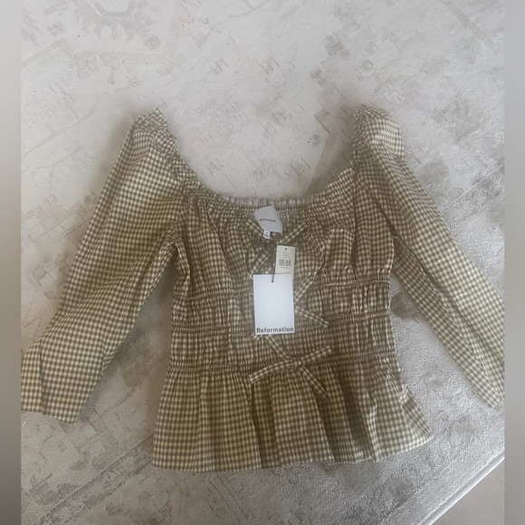 Reformation Brown Checkered Blouse - Picture 8 of 9